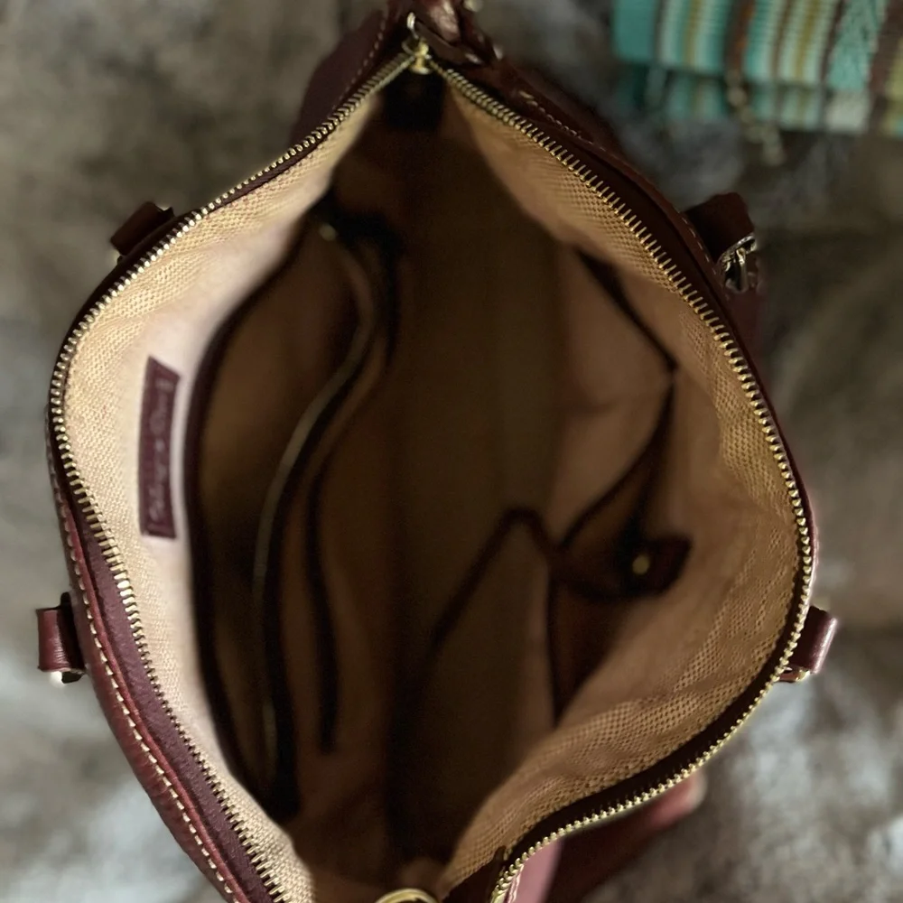 Rare Soft Leather Maroon Dooney Burke Leather Satchel with Duck Logo - Picture 8 of 8